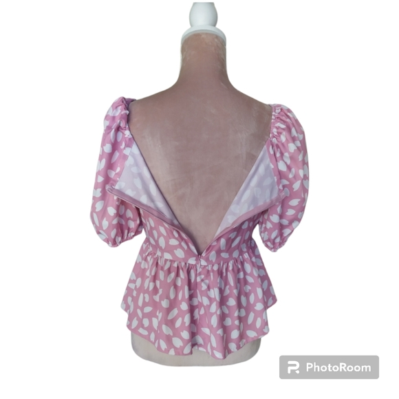 SHEIN| PINK 🩷 WHITE PEPLUM TOP SIZE M - Picture 6 of 8